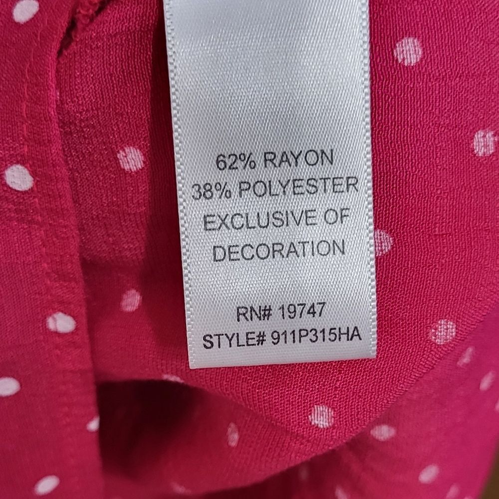Counterparts Women's Hot Pink Polka Dot Smocked Long Sleeve Blouse Size Small 🐈 - Picture 10 of 10